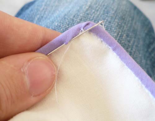 Blindstitching the binding
